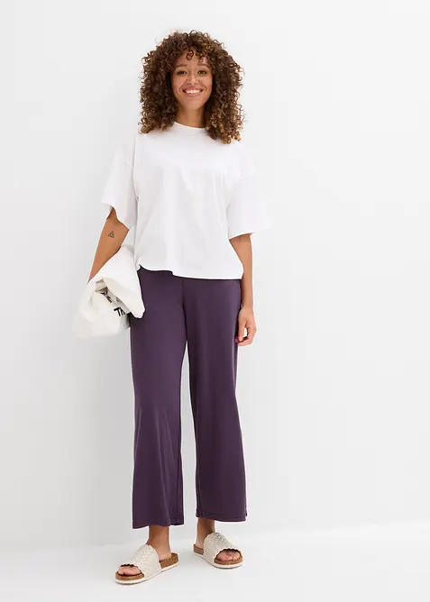 Kort, oversized topp i formstabil, 100% økologisk bomull, bonprix