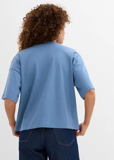 Kort, oversized topp i formstabil, 100% &oslash;kologisk bomull, bonprix