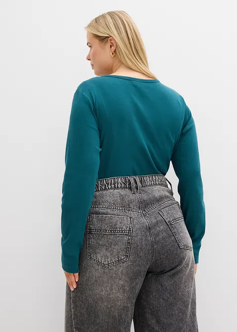 Ribbet body i 100% bomull, bonprix