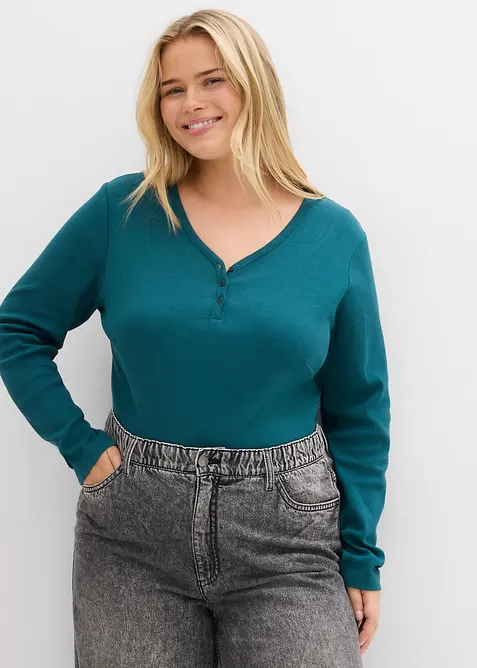 Ribbet body i 100% bomull, bonprix