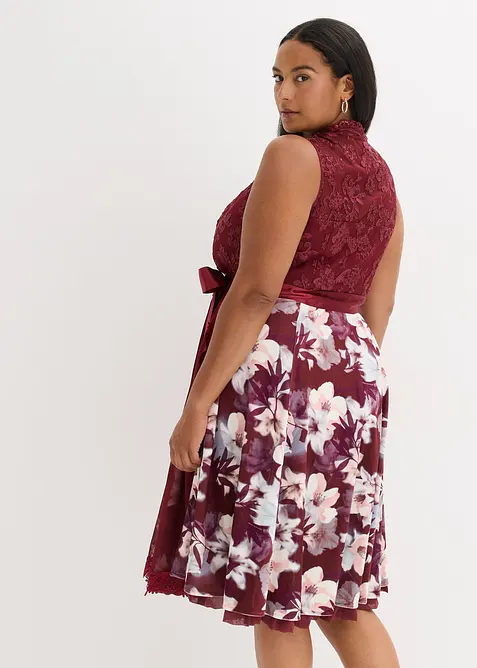 Tyrolerkjole med broderi og skjørt i fløyel (2-delt sett), bonprix