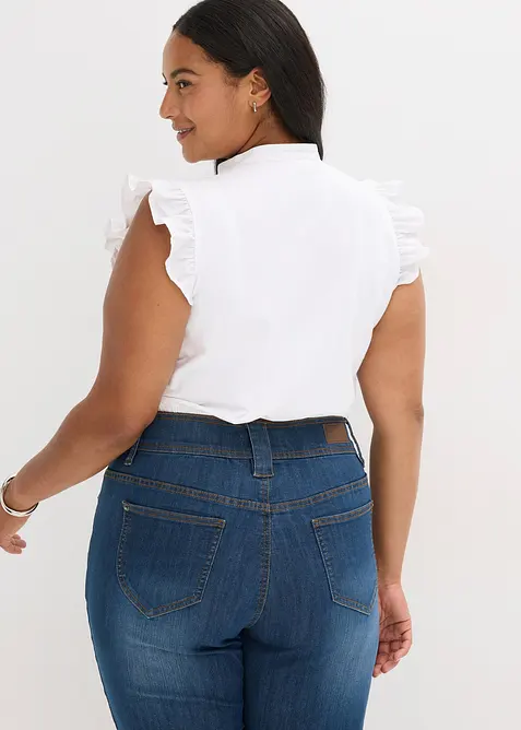 Tyrolerbluse med st&aring;krage og rysjeermer, bonprix