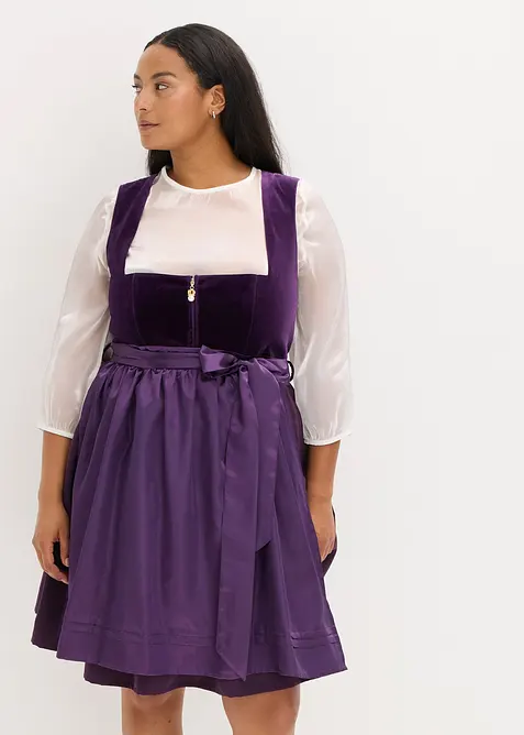 Dirndl med fl&oslash;yel, i midi-lengde (2-delt sett), bonprix