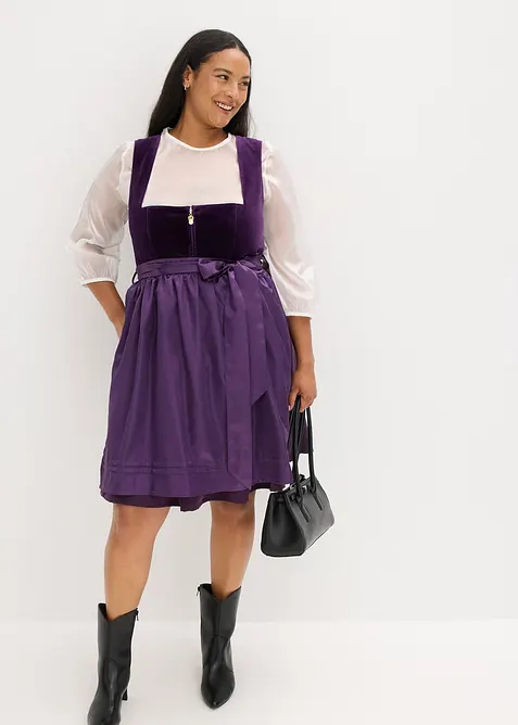 Dirndl med fl&oslash;yel, i midi-lengde (2-delt sett), bonprix