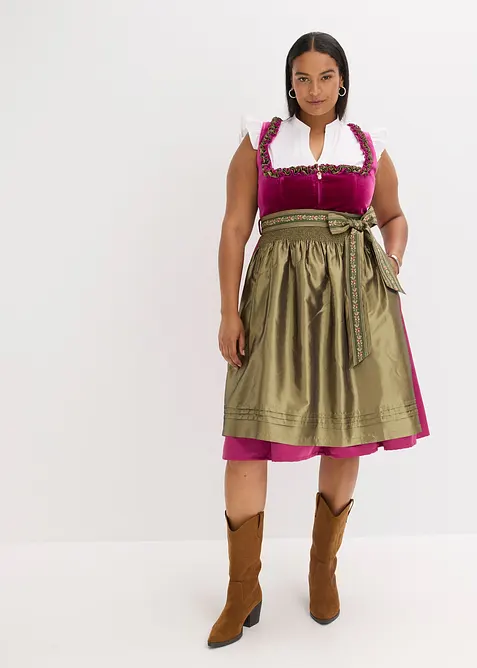 Dirndl med fl&oslash;yel i midi-lengde (2-delt sett), bonprix