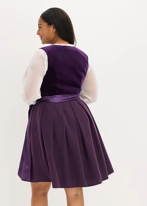 Dirndl med fl&oslash;yel, i midi-lengde (2-delt sett), bonprix
