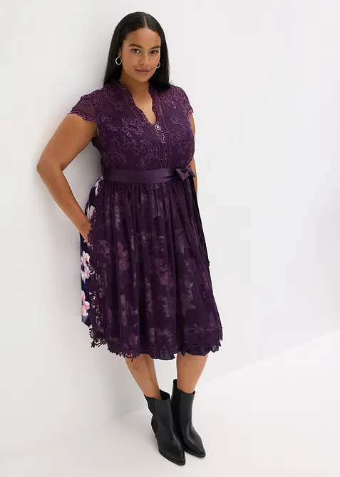 Dirndl med broderi og fløyelsskjørt (2-delt sett), bonprix