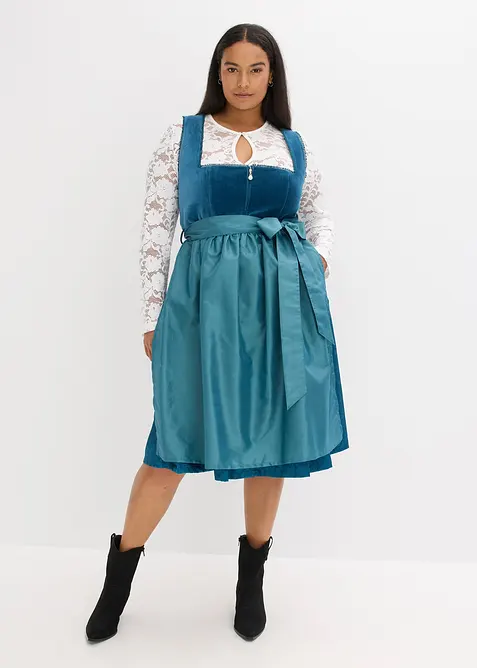 Dirndl med fl&oslash;yel i midi-lengde (2-delt sett), bonprix