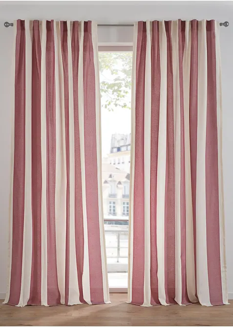 Gardin med stripemønster og resirkulert polyester (1-pack), bonprix