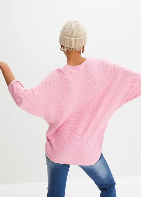 Oversized, ribbestrikket genser i viskosemiks, bonprix