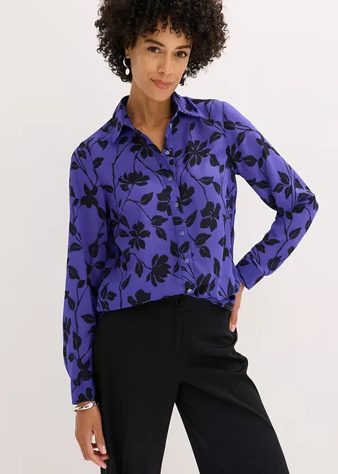 Chiffonbluse med print, bonprix