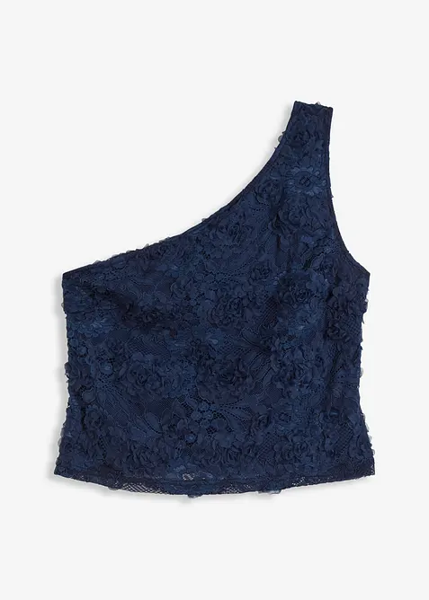 One shoulder-topp med broderi, bonprix