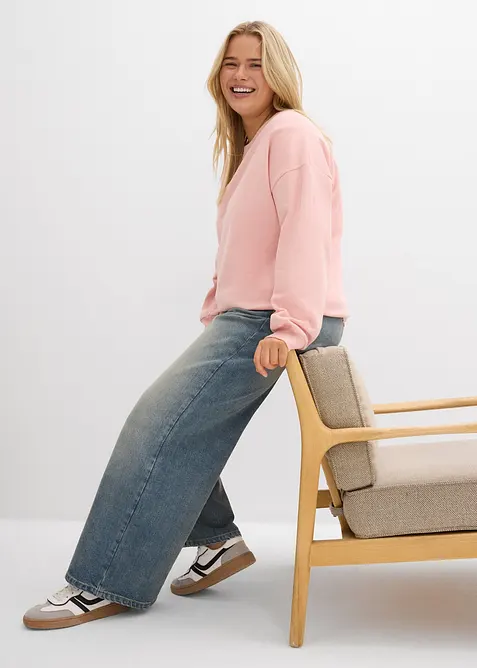 Sweatshirt med blondebesetning, bonprix