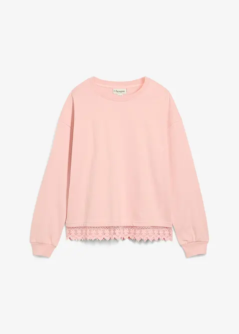 Sweatshirt med blondebesetning, bonprix
