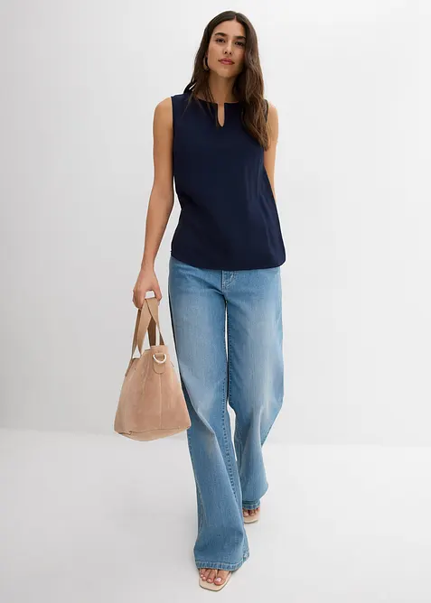 Ermeløs bluse i myk viskose, bonprix