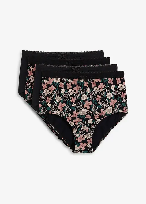 Høy truse med økologisk bomull (4-pack), bonprix