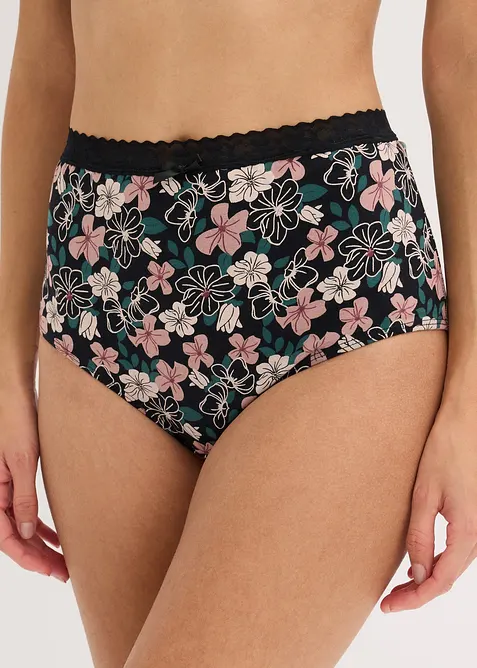 Høy truse med økologisk bomull (4-pack), bonprix