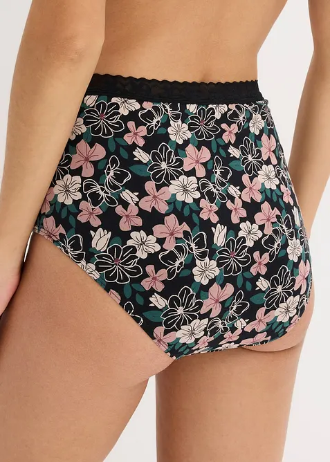 Høy truse med økologisk bomull (4-pack), bonprix