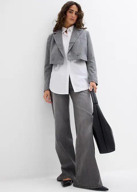 Kort blazer med krage med slag, bonprix