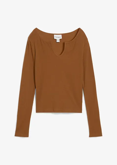 Ribbestrikket topp med &oslash;kologisk bomull, bonprix