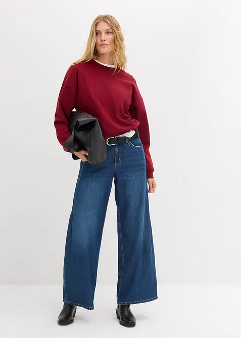 Kort, oversized sweatshirt i 100% &oslash;kologisk bomull, bonprix