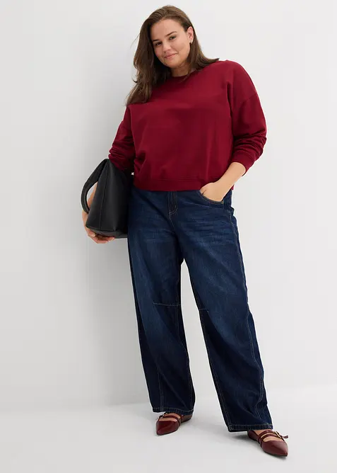 Kort, oversized sweatshirt i 100% &oslash;kologisk bomull, bonprix