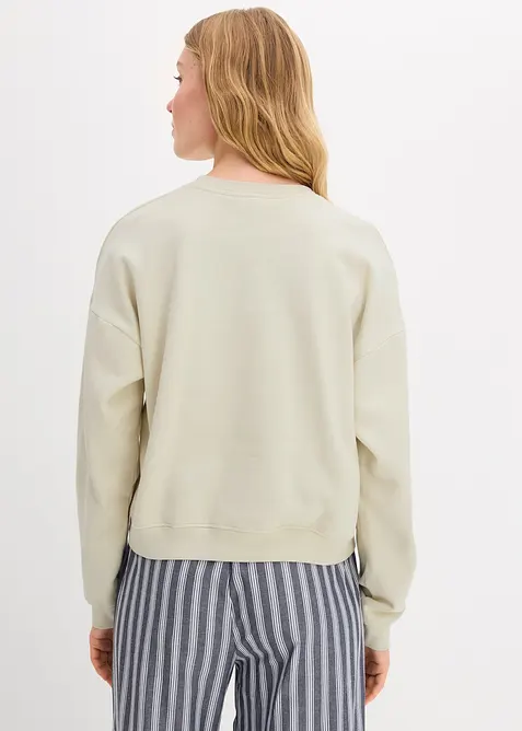Kort, oversized sweatshirt i 100% økologisk bomull, bonprix