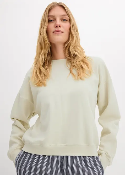 Kort, oversized sweatshirt i 100% økologisk bomull, bonprix