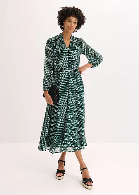 Chiffonkjole med kontrastpiping, bonprix