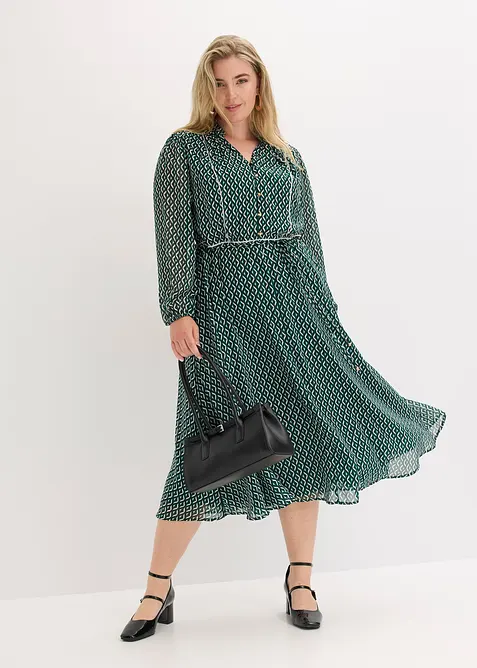 Chiffonkjole med kontrastpiping, bonprix