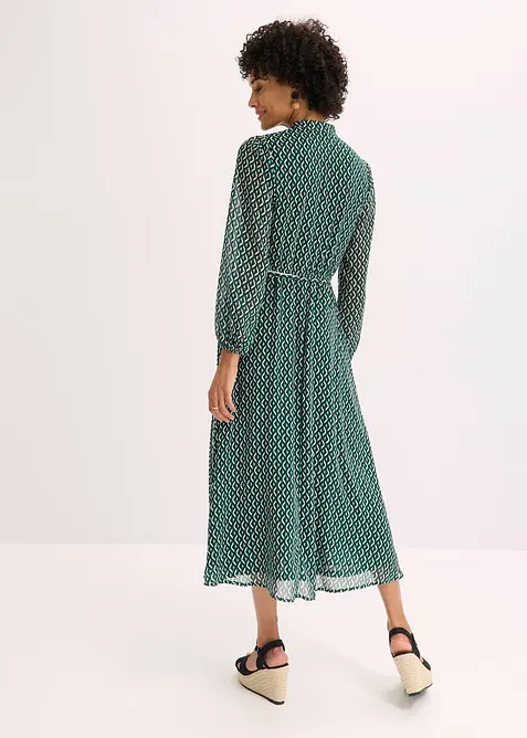 Chiffonkjole med kontrastpiping, bonprix