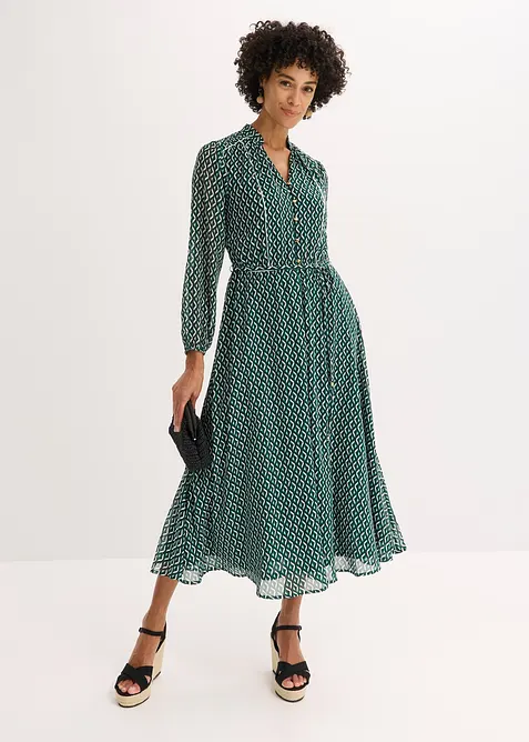 Chiffonkjole med kontrastpiping, bonprix