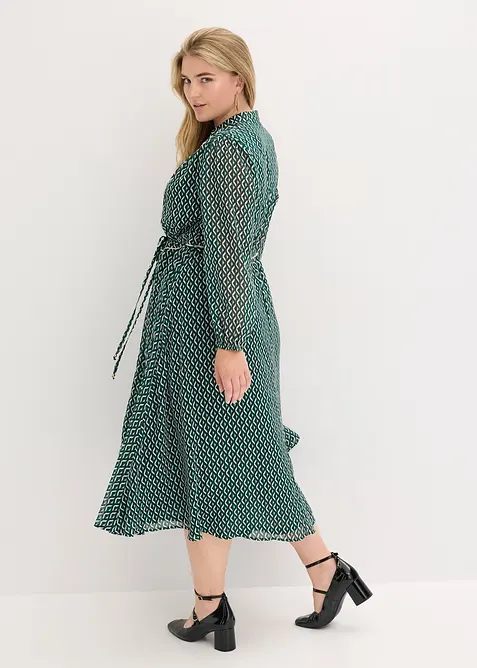 Chiffonkjole med kontrastpiping, bonprix