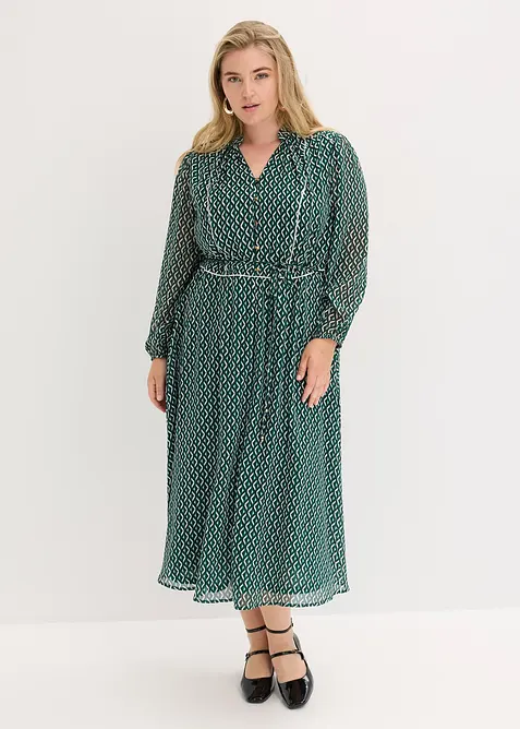 Chiffonkjole med kontrastpiping, bonprix