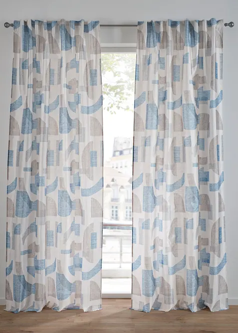 Gardin med silkeaktig glans og trykk (1-pack), bonprix