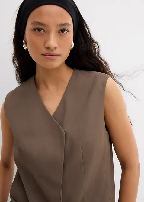 Lang vest med twillstruktur, bonprix