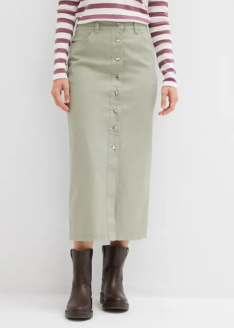 Midiskjørt i twill, bonprix