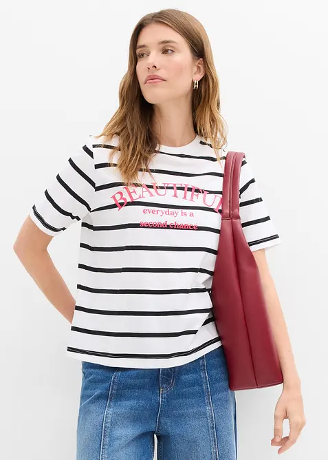 Stripete T-skjorte i 100% bomull, bonprix