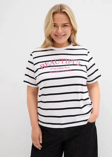 Stripete T-skjorte i 100% bomull, bonprix