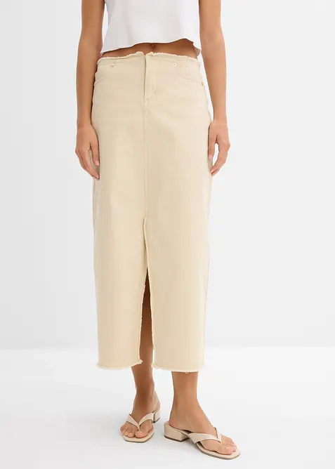 Twillskjørt med frynser, bonprix