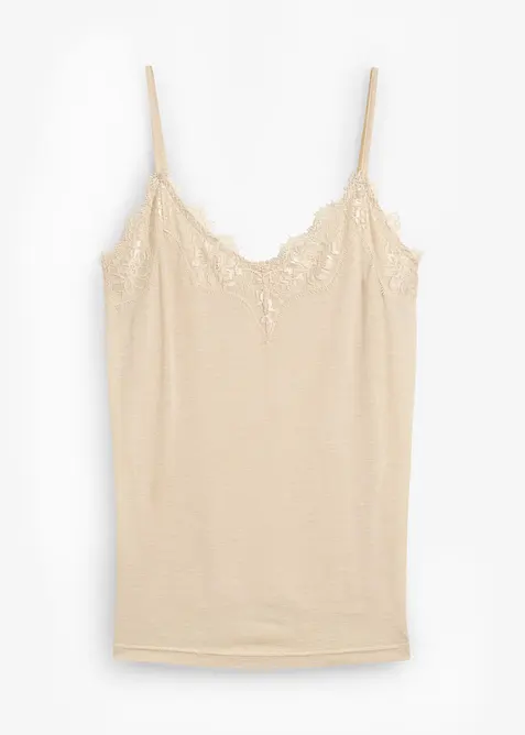 Singlet med ull og blonder, bonprix
