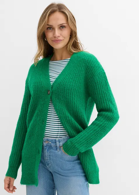 Grovstrikket cardigan i myk garnmiks med ull, bonprix