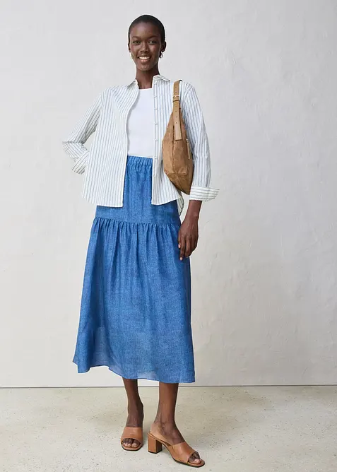 Maxiskjørt med silkeandel, bonprix