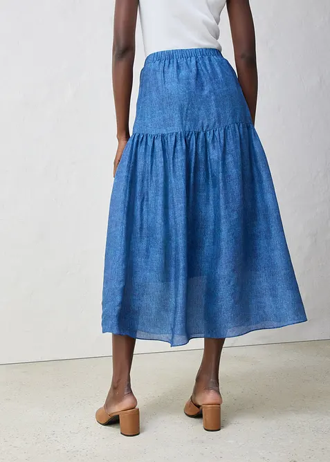 Maxiskjørt med silkeandel, bonprix