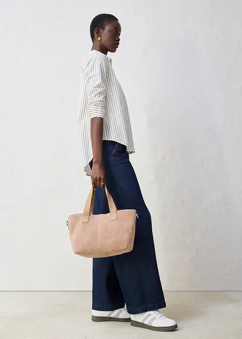 Skjortebluse med silkeandel, bonprix