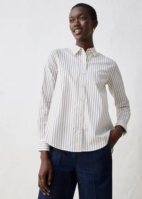 Skjortebluse med silkeandel, bonprix