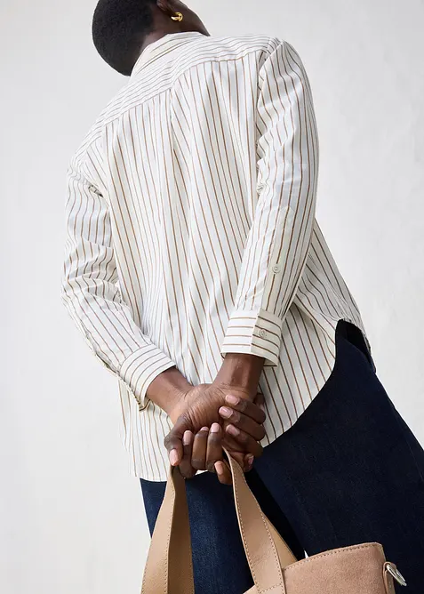 Skjortebluse med silkeandel, bonprix