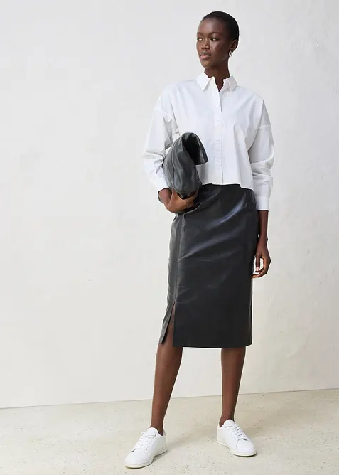 Kort, oversized skjorte med silke, bonprix