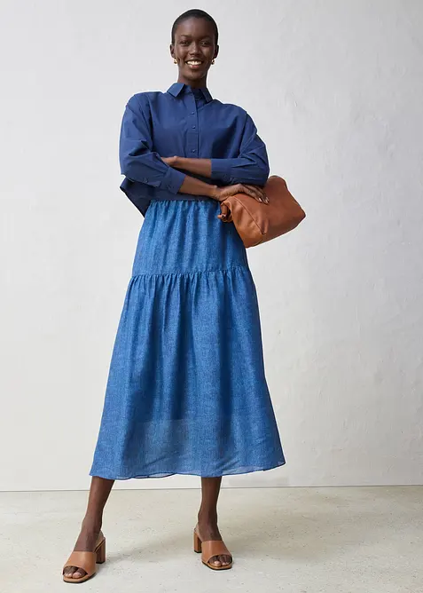 Kort, oversized skjorte med silke, bonprix