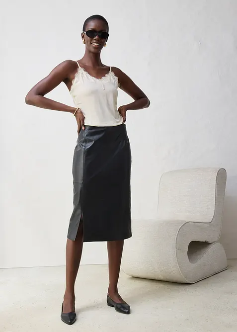 Singlet med ull og blonder, bonprix